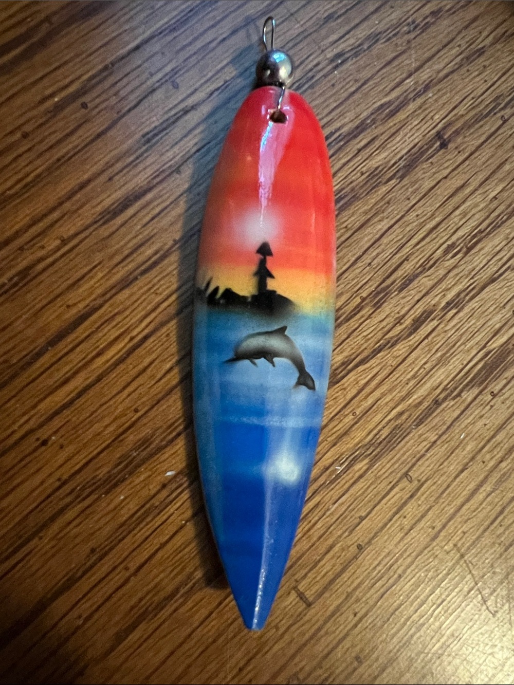 Y2K Wood Surfboard 🏄🏻 Floral Pattern 🌸 3D necklace pendant Statement Jewelry